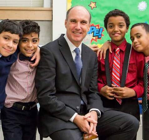 Brian Maher, President of Nativity Preparatory School, with students